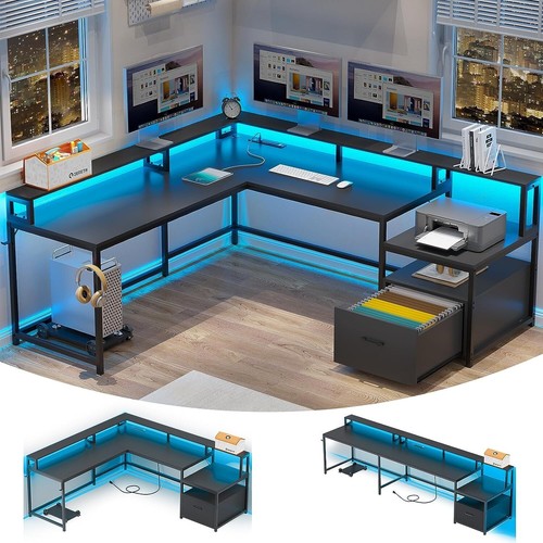 Shaped computer desk with - shaped,