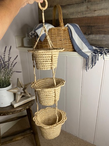Vintage wicker tier - tier, hanging