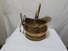 Vintage  solid  brass  with  handles  Coal Bucket+ brass tongs  vintage