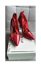 Lanvin X H&M - Red Patent Leather Ribbon Rhinestone Crystal Heels Pumps Uk 5