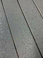 Grey Sparkle Chrome Strip Bathroom Cladding Ceiling Panels PVC Shower Wet Wall