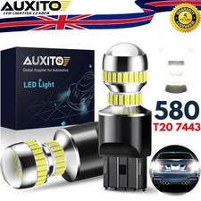 2X AUXITO W21/5w 580 T20 Super White DRL 7443 582 Bulbs 12V LED Reverse Light