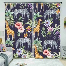 Zebra Banana Leaves 3D Curtain