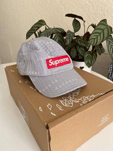 Supreme grey logo camp cap - camp,