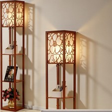 Shelf Floor Lamp Indoor Wooden