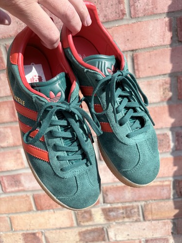 Adidas gazelle green red - gazelle, suede