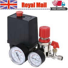 UK Air Compressor Pressure Switch Control Valve Manifold Regulator Gauges 240V