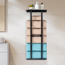 Towel Rack with Shelf Metal Towel Storage Rack for Salon RV Small Bathroom