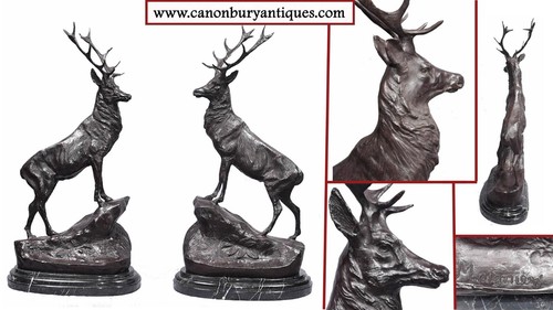 Bronze stags signed moigniez - stags,
