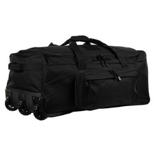 Wheeled 136L Trolley Commando Travel Bag - Black - Pullalong Overnight Holdall
