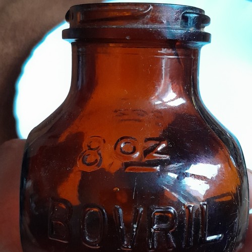 Bovril vintage amber glass - amber,