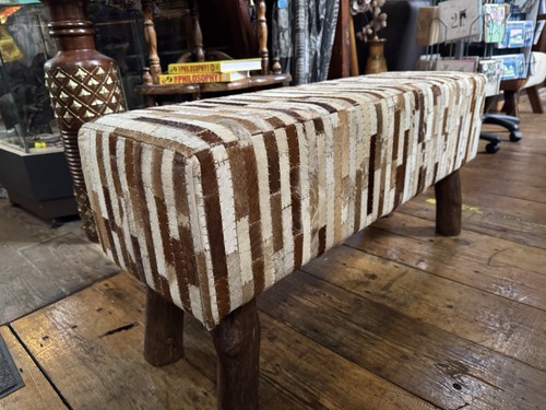 Cow hide bench stool - stool, ottoman