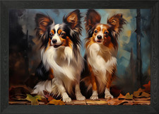 Two Papillon Dogs Portrait