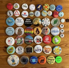 Collection of 51 Assorted Vintage Button Badges. Job Lot. Various Sizes. VGC.