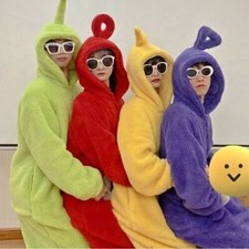 UK Adult 2024 Teletubbies Costume Disi Onesis Lala Cosplay Jumpsuit Pajama