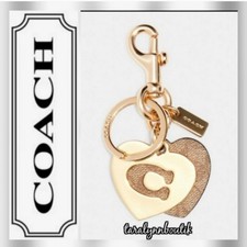 Coach Signature Hearts Key Ring Keychain - Gold (91478)