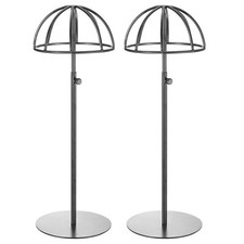 2 Pack Metal Hat Display Stand Adjustable Tabletop Hat and Wig Holder Black