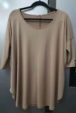 Heinrich Heine Lagenlook Beige Top Oversized XL / 2XL Slinky Round Neck Half Slv