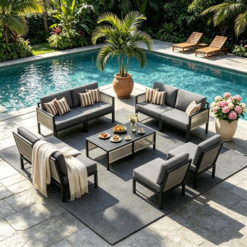Aluminum patio furniture set - furniture, 8