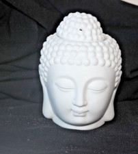 LARGE THAI BUDDHA HEAD OIL /WAX MELT BURNER,WHITE CERAMIC,.FREE MELT/T.LIGHT,