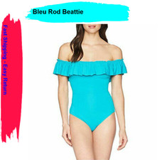 Bleu Rod Beattie Coast to Coast Off The Shoulder Banded Mio (Summer Teal, 14)