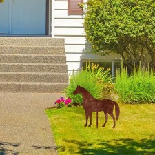 Horse Garden Stake Animal Statue Courtyard Garden Decoration, Plaque, Pathway