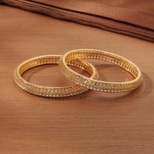 Indian Pakistani 22 ct gold plated high quality zirconia bangles size 2.6
