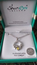 Vintage 1990-s Shane Ore Irish Celtic Claddagh Platinum Plated in Original Box