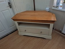 Oak Furniture Land Farmhouse Rustic Solid Oak and Cream Corner TV Unit 