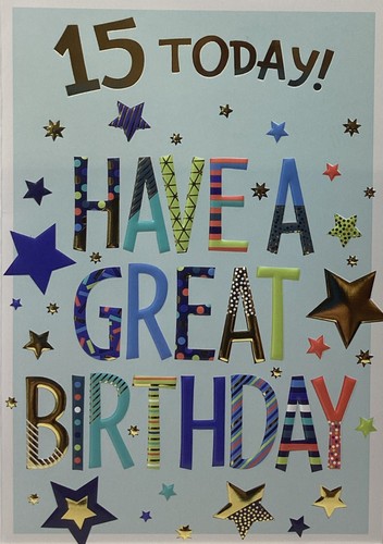 15th birthday card boy stars - birthday,