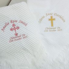 Personalised  Christening Shawl/Baptism Shawl Embroidered Baby Shawl Christening