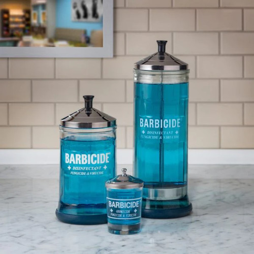 Barbicide glass jar - glass,
