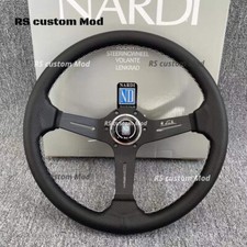 Nardi Classic Steering Wheel 14inch Deep Dish Corn Black Spokes Leather 350mm