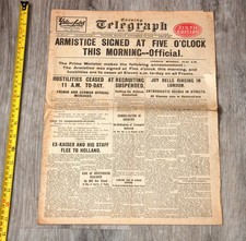 November 11, 1918 Evening Telegraph Newspaper  Armistice Signed