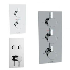 Concealed Thermostatic Shower Mixer Valve 1 / 2  Way Outlet Chrome Brass