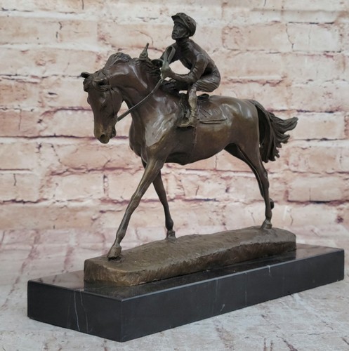 Jockey riding horse bronze - jockey,