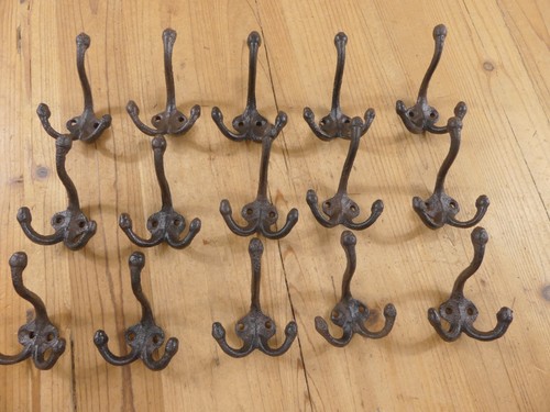 Rustic cast iron coat hooks - coat,