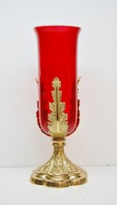 14 1/2" Solid Brass Altar Top Church Sanctuary Lamp with Red Glass (86/44)