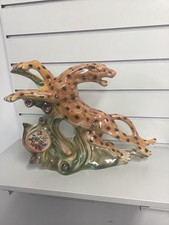 large leaping leopard figurine