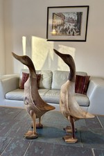 Two Large Hand Carved Wooden