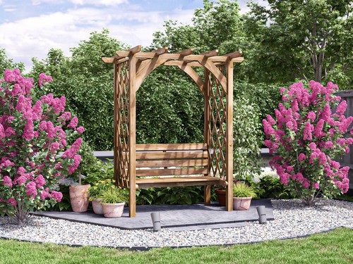 Wooden pergola with - pergola, seat