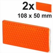 2x 108x50mm Self-Adhesive Rectangular Yellow Orange stick on Trailer Reflectors