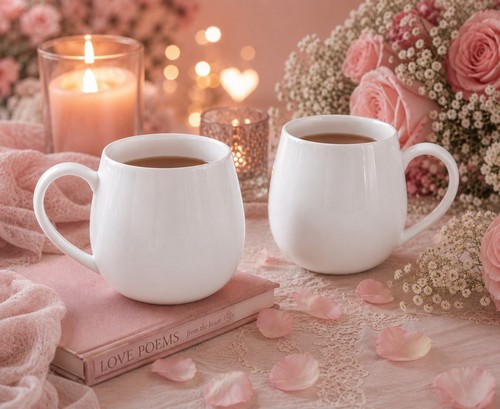 White hug mugs - set, bone