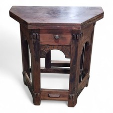 Rustic folding console table - Antique oak turn over top occasional hall table