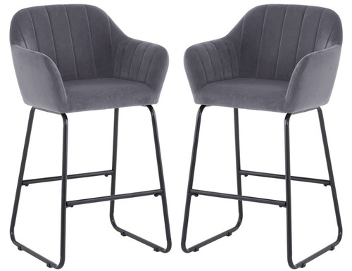 Grey velvet fixed height - , bar