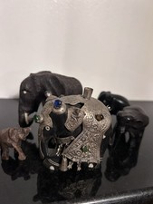 5 Vintage Wooden Elephants One