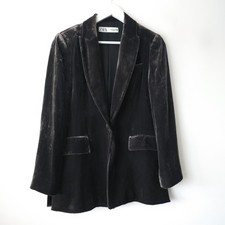 Zara Velvet Tabacco Blazer Jacket Tuxedo M Medium 10 12 