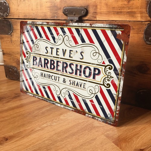 Personalised barber shop metal - barber,