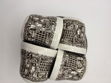 Vintage Coaching Taverns 1828 Royal Tudor Ware Cup & Saucer 4 Set. Brown  