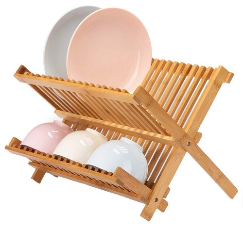 Bamboo folding dish rack - rack,